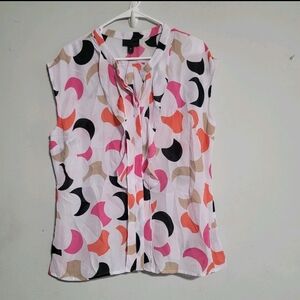 Worthington Pink and Orange Patterned Blouse